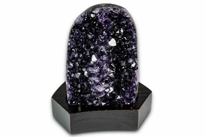 Deep Purple Amethyst Geode With Wood Base - Uruguay #342755